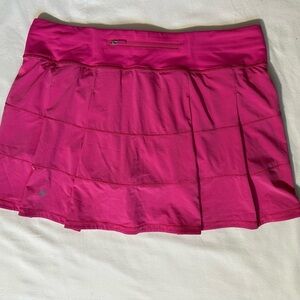 EUC Lululemon Pace Rival Mid-Rise Skirt *Tall 12 Sonic Pink Lined Golf Tennis 🎾